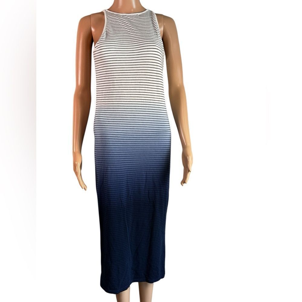 Athleta Blue Ombrie Striped Maxi Dress